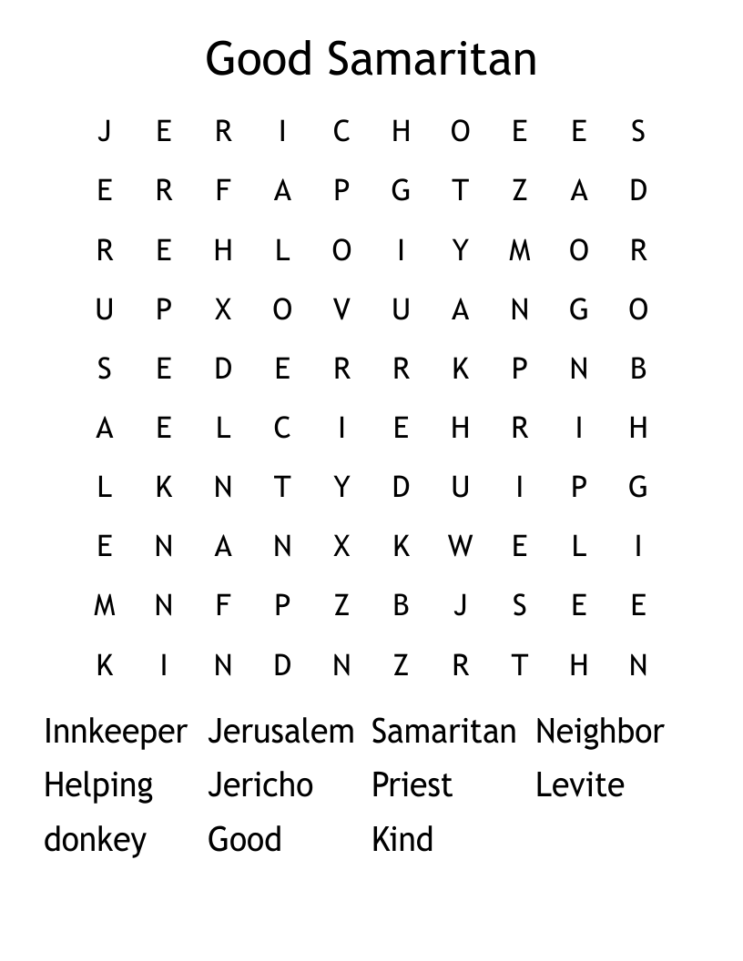 Good Samaritan Word Search