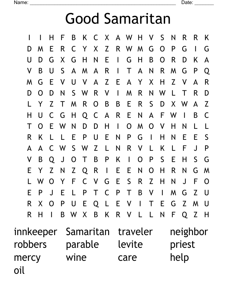 Good Samaritan Word Search