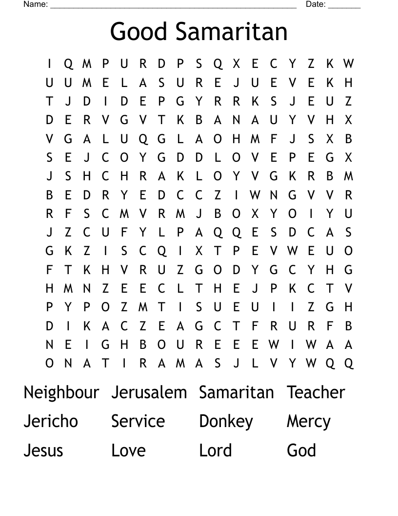 Good Samaritan  Word Search