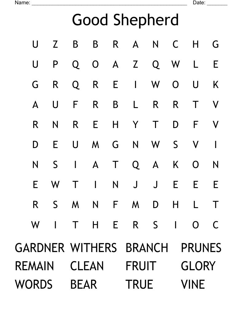 Good Shepherd Word Search