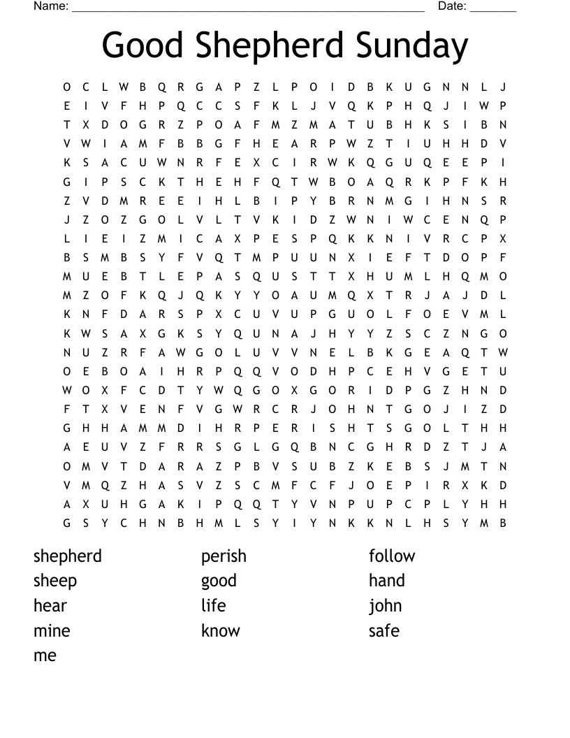 Good Shepherd Sunday Word Search
