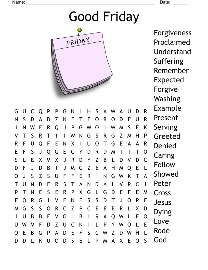 Good Friday Word Search