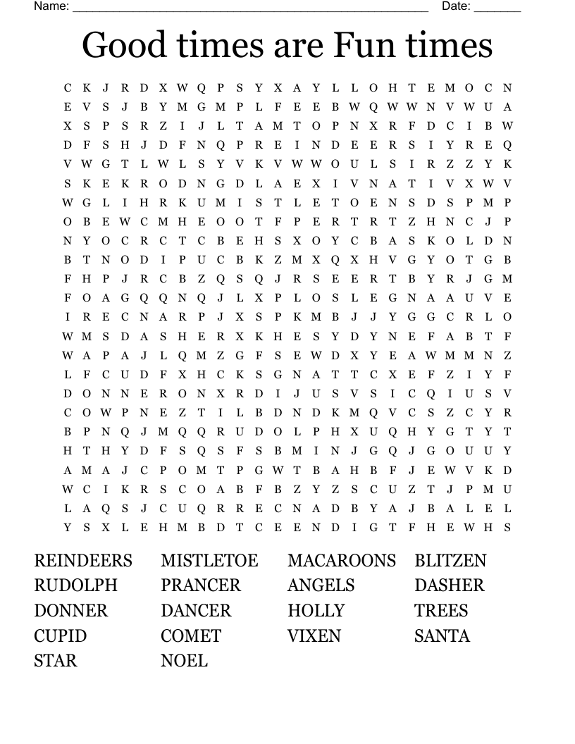 Good times are Fun times Word Search
