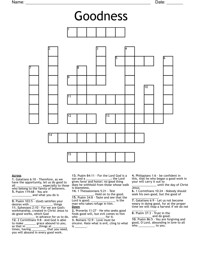 Goodness Crossword