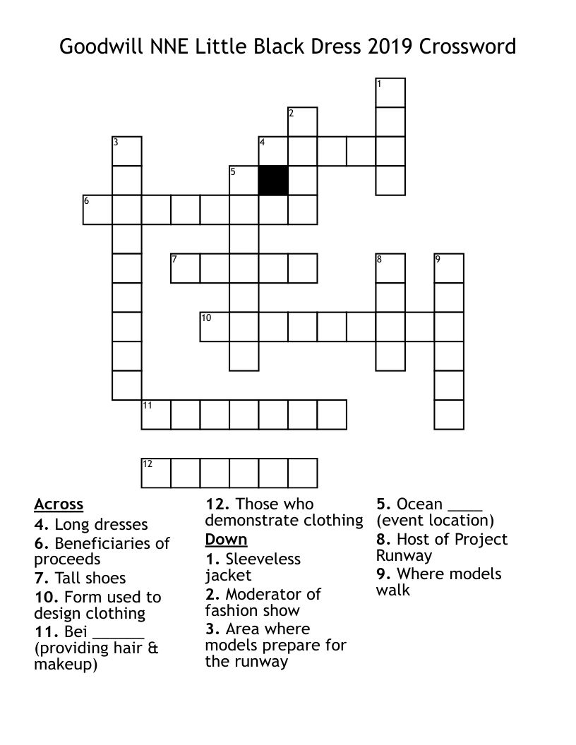 Goodwill NNE Little Black Dress 2019 Crossword