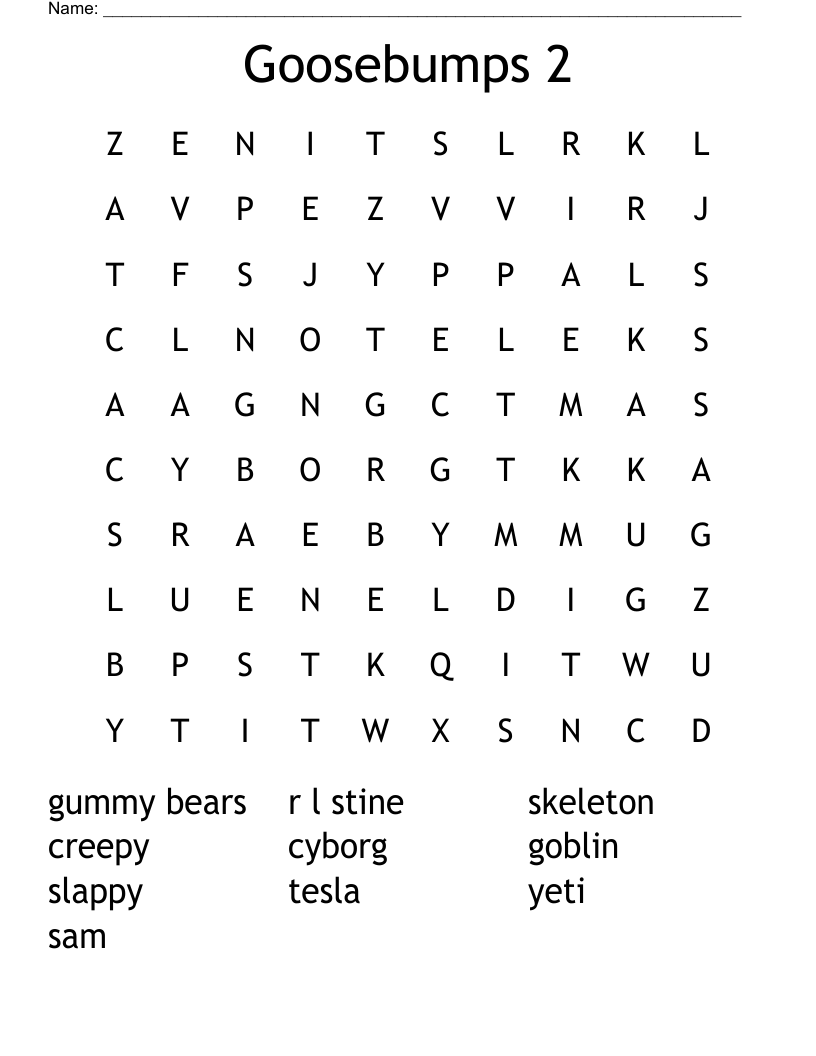 Goosebumps 2 Word Search
