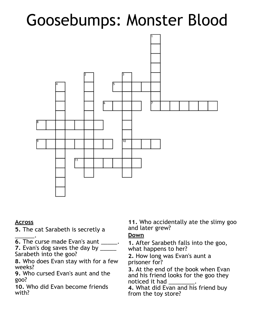 Goosebumps: Monster Blood Crossword