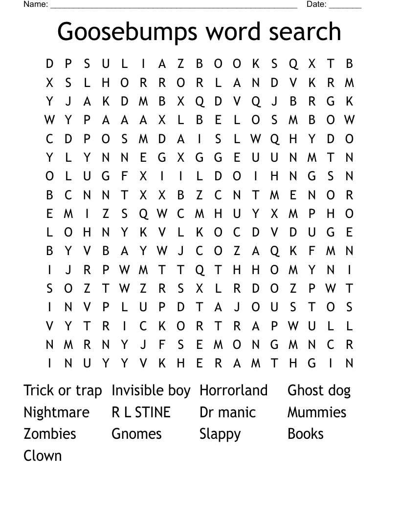 Goosebumps word search 