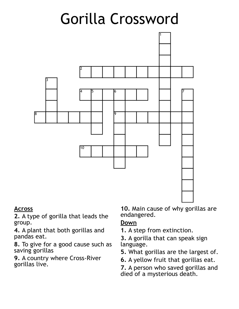 Gorilla Crossword