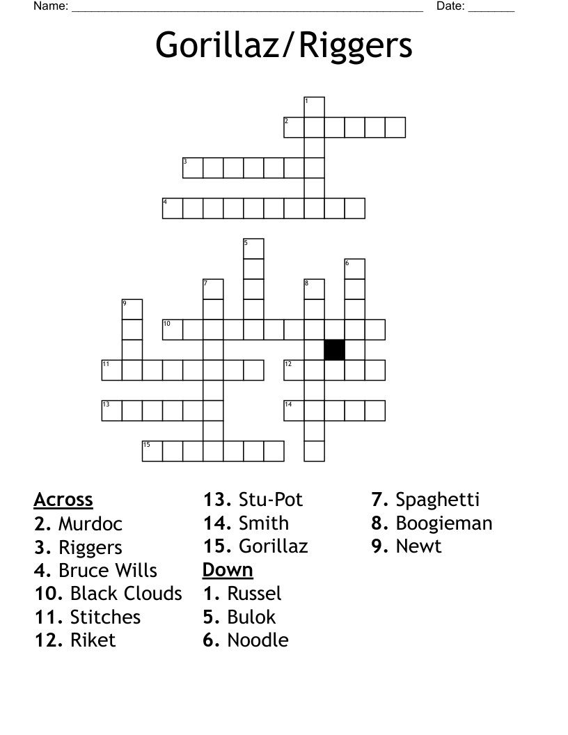 Gorillaz/Riggers Crossword