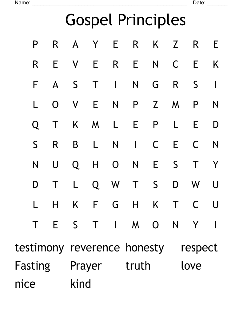 Gospel Principles Word Search
