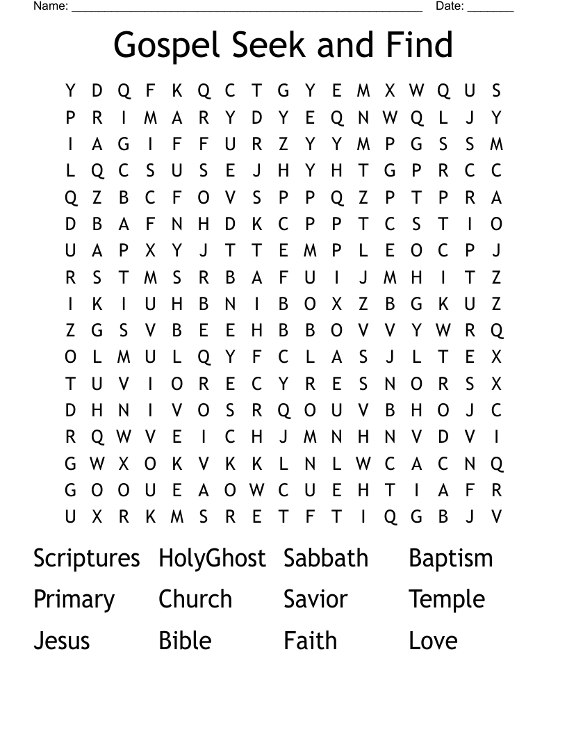 Gospel Seek and Find Word Search