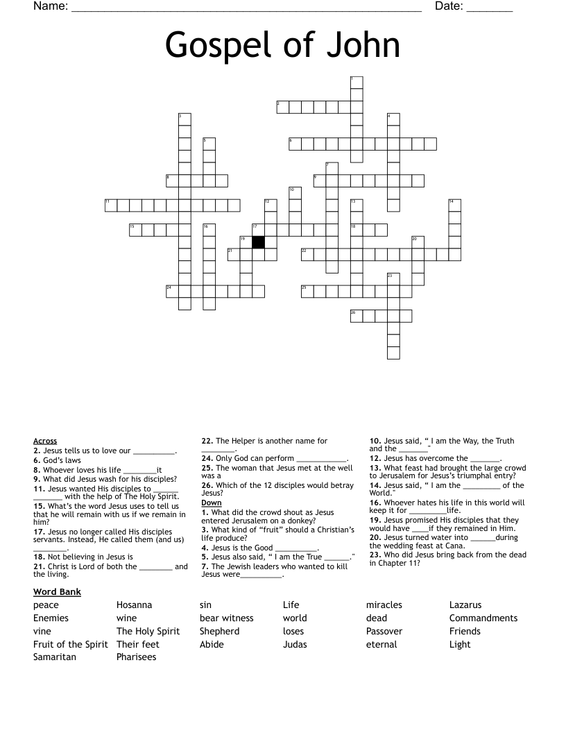 Gospel of John Crossword