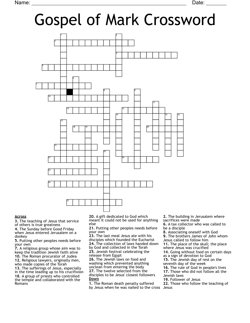 Gospel of Mark Crossword