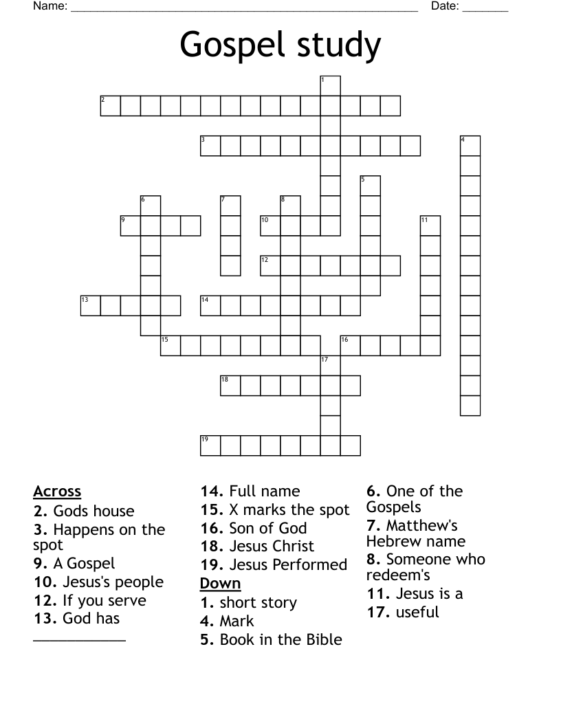 Gospel study Crossword