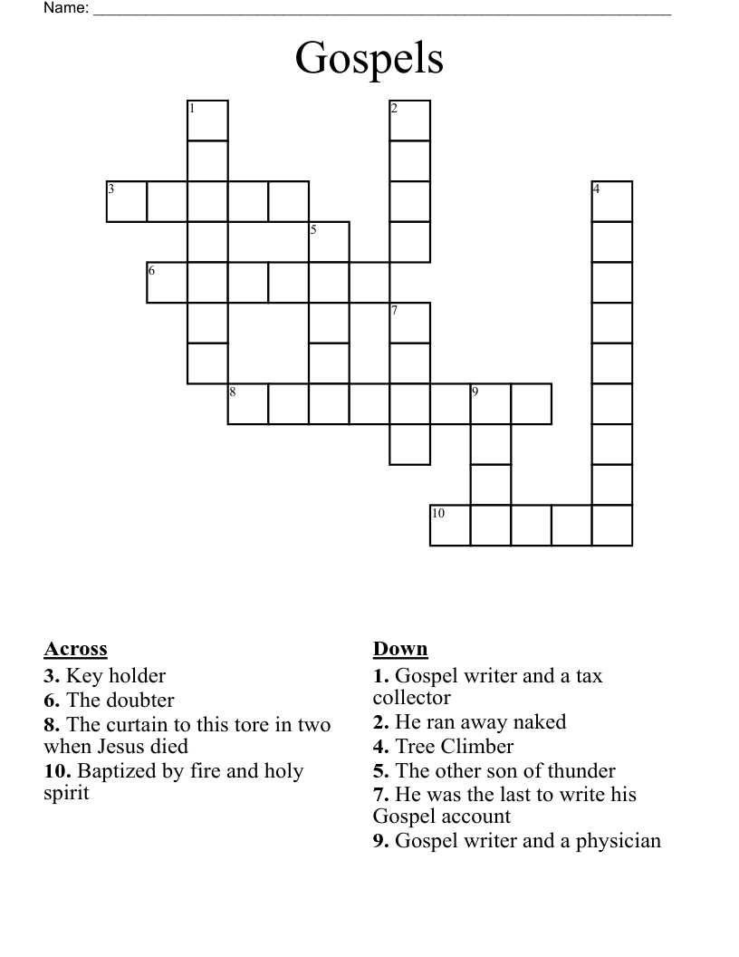 Gospels Crossword
