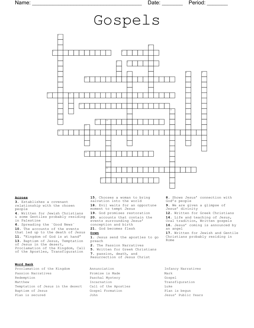 Gospels Crossword