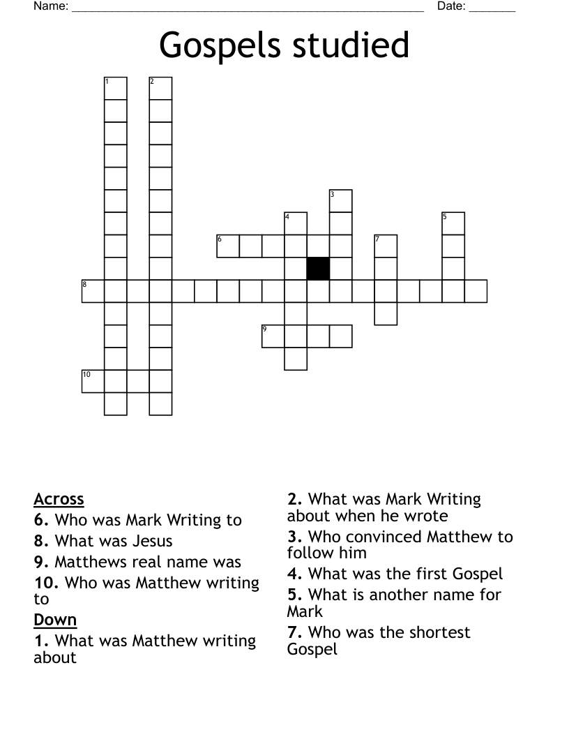 Gospels studied Crossword
