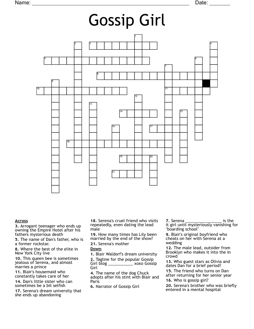 Gossip Girl Crossword