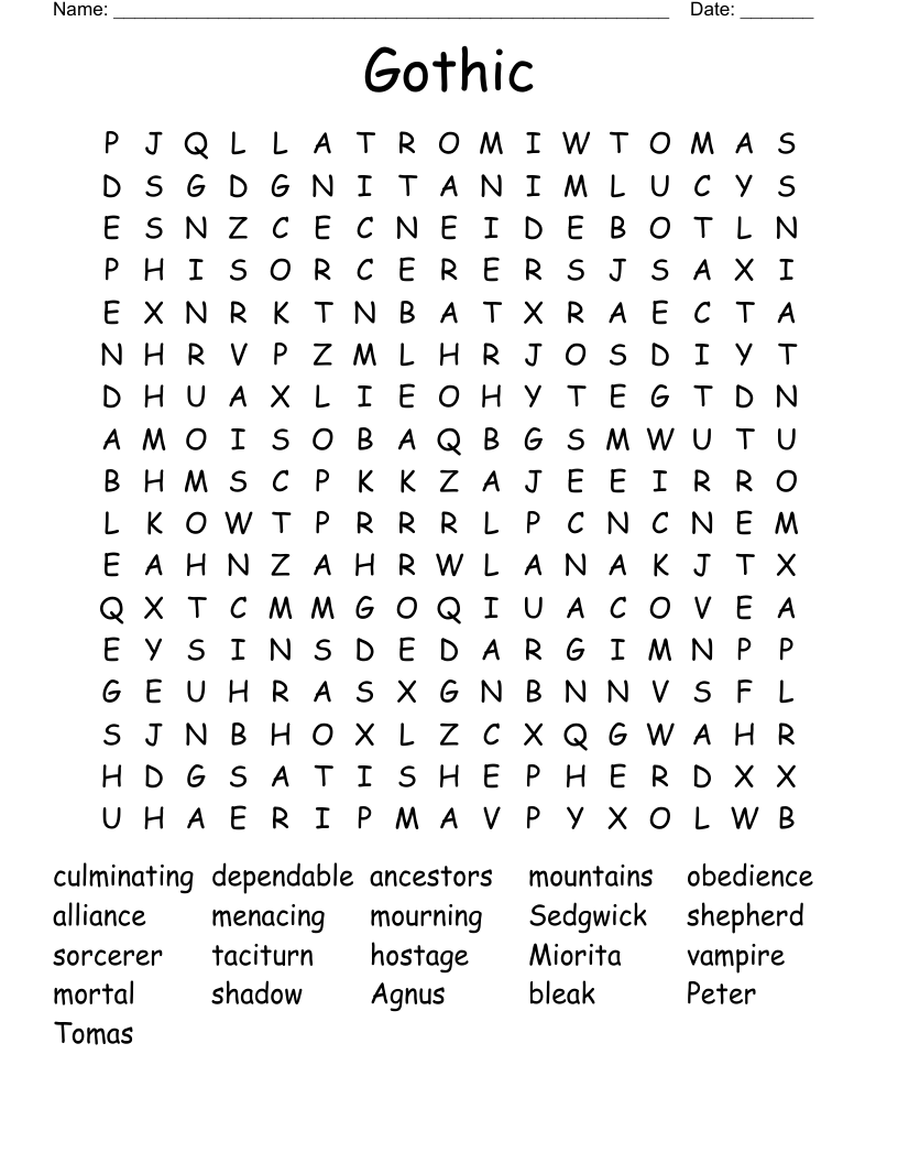 Gothic Word Search