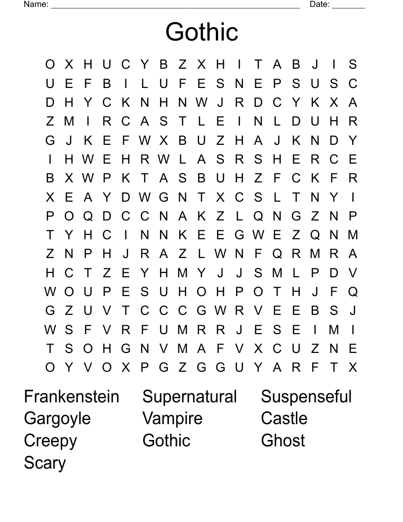 Gothic Word Search