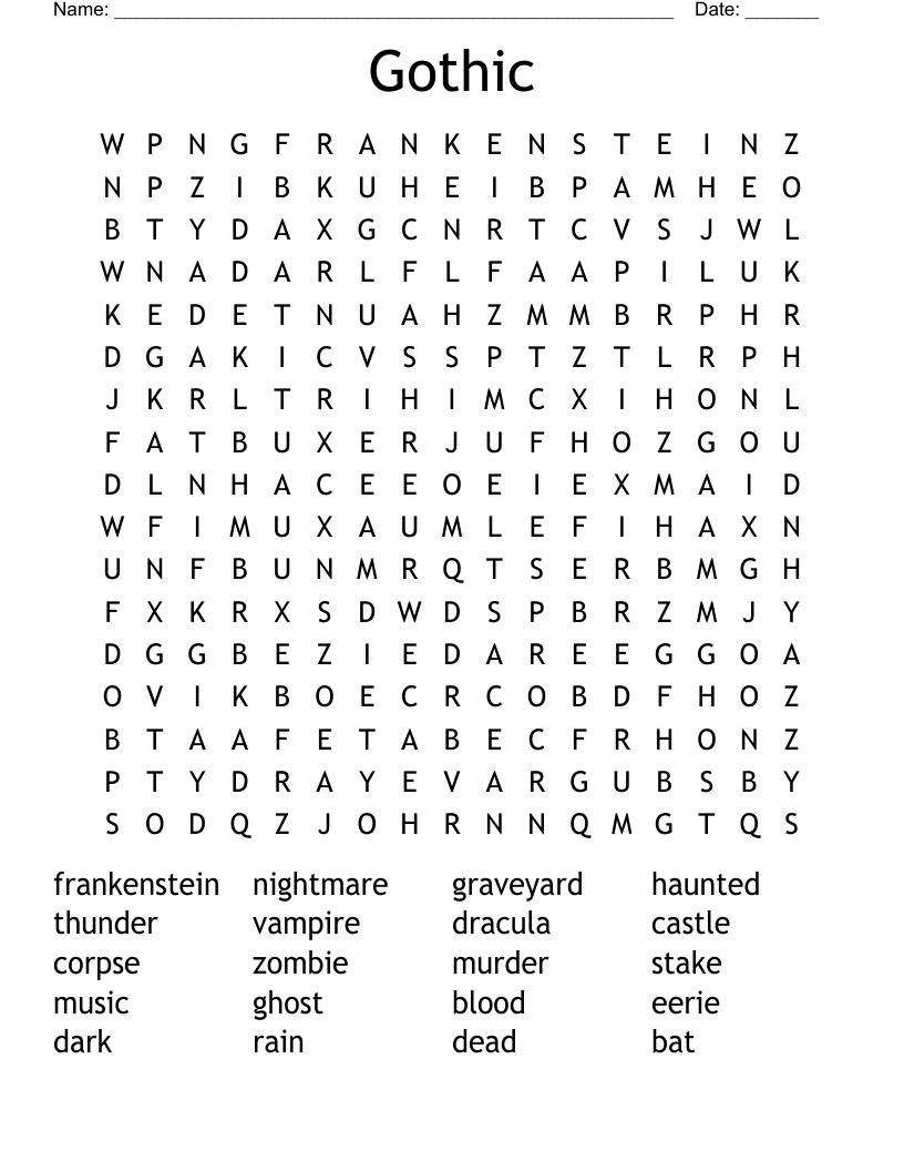 Gothic Word Search