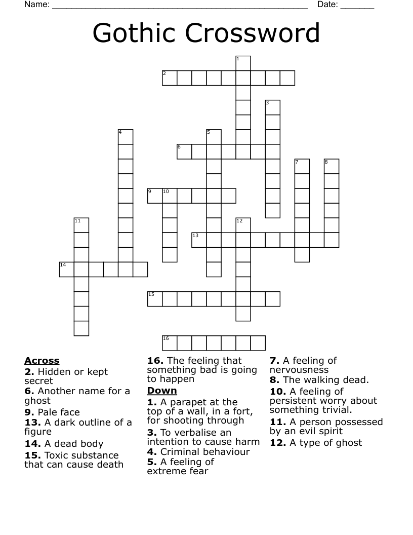 Gothic Crossword