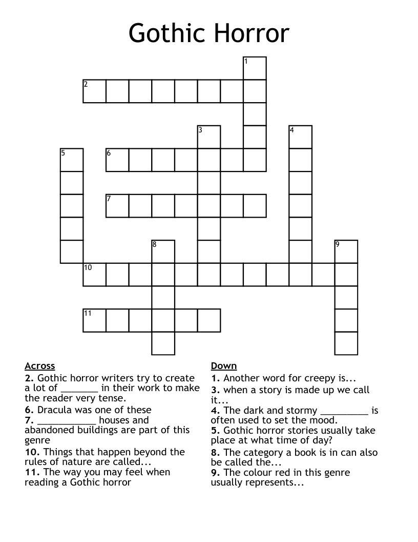 Gothic Horror Crossword