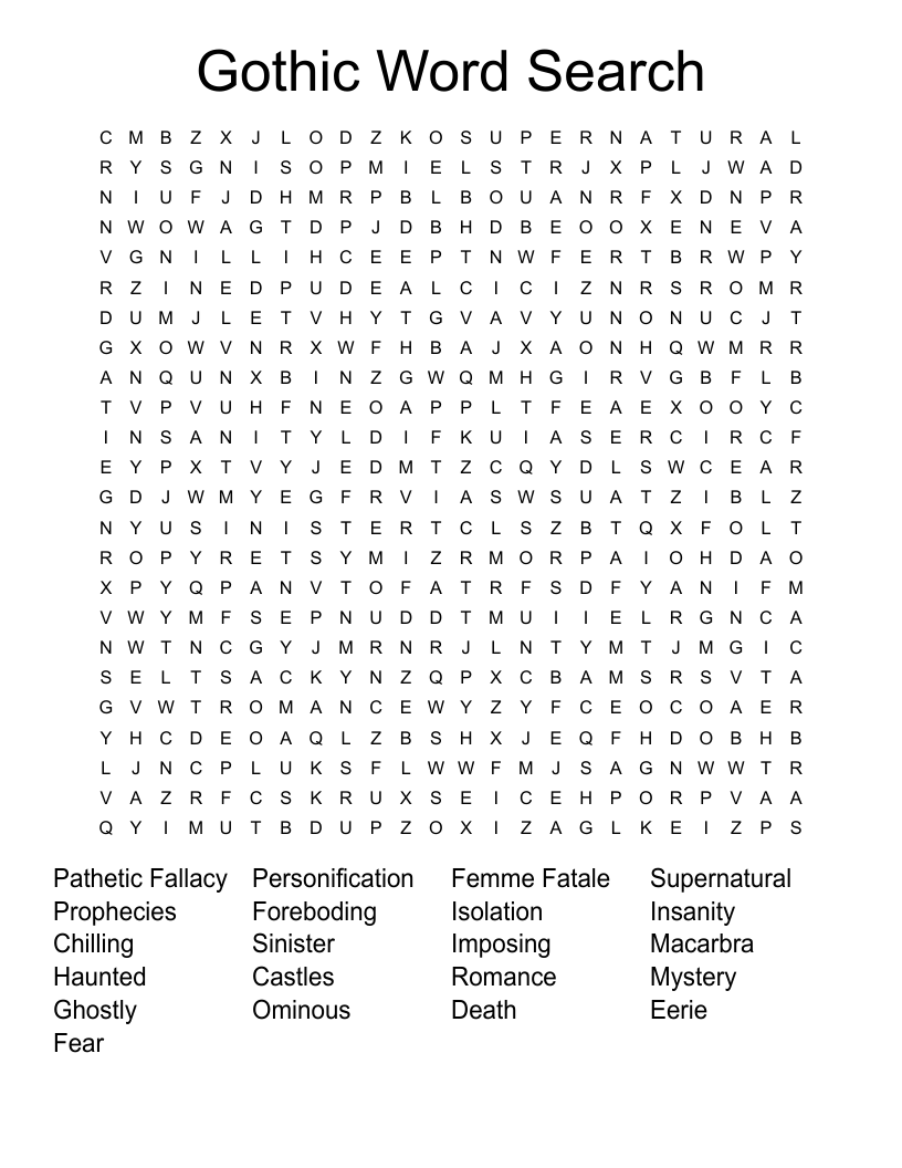 Gothic Word Search
