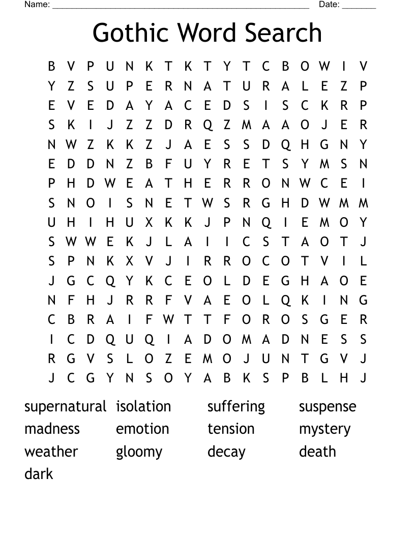 Gothic Word Search