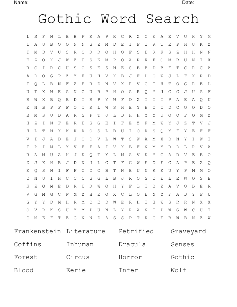 Gothic Word Search