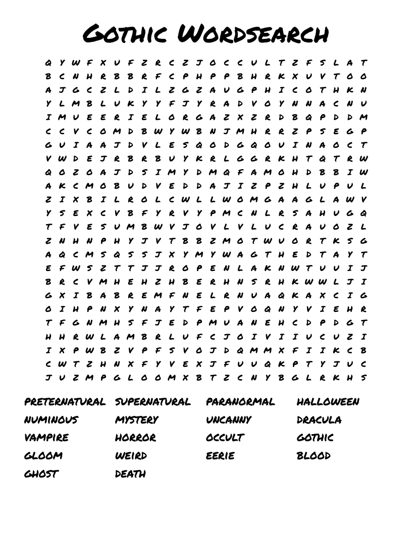 Gothic Wordsearch