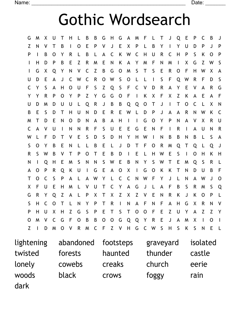 Gothic Wordsearch