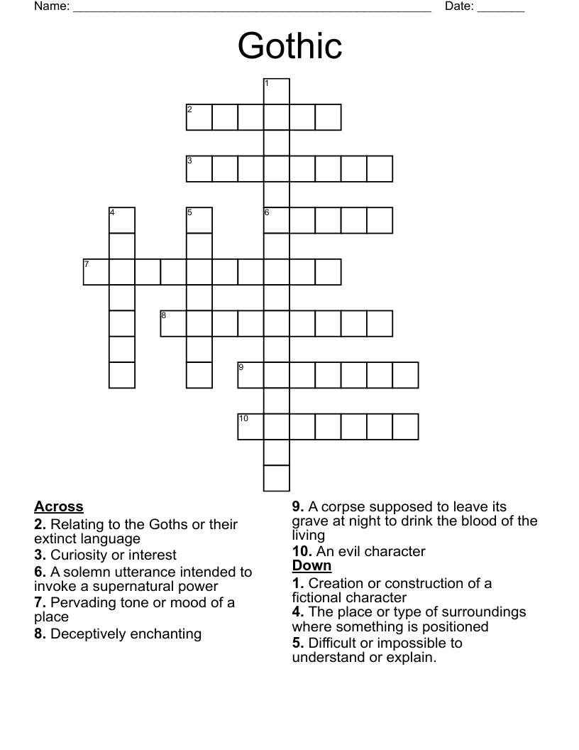 Gothic  Crossword