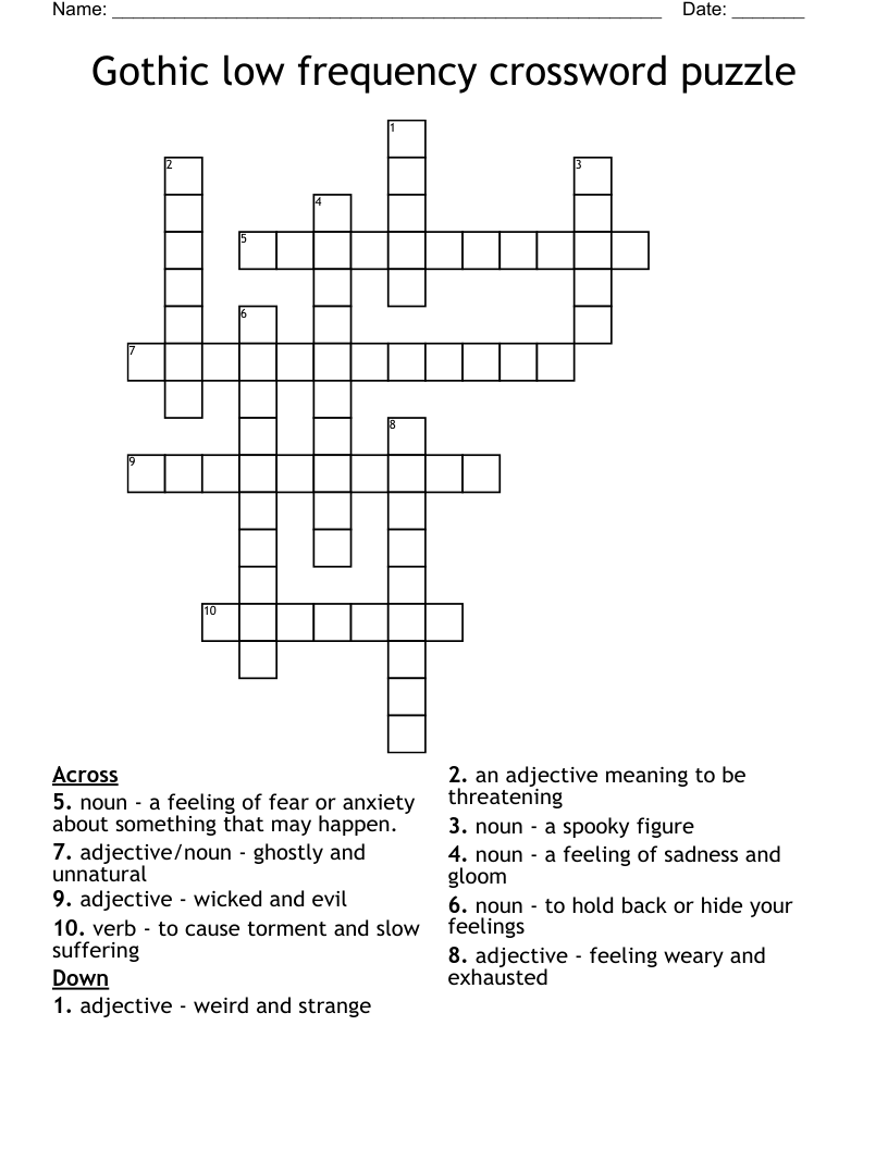 Gothic low frequency crossword puzzle