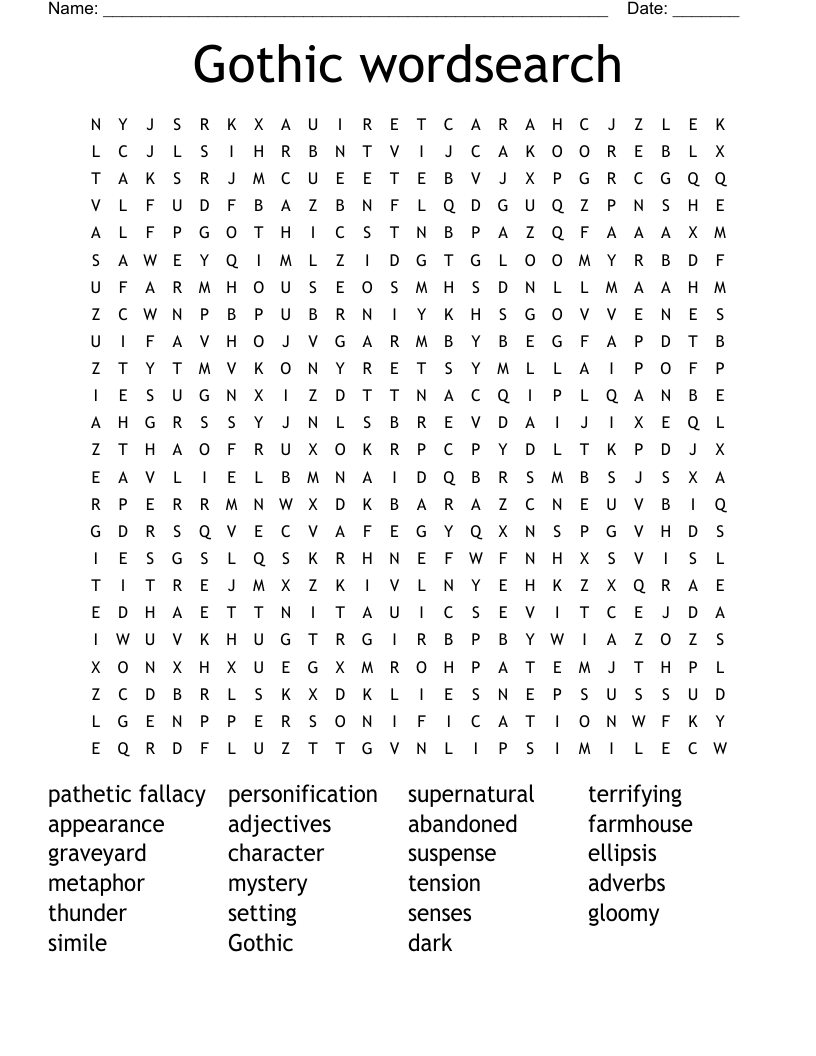 Gothic wordsearch