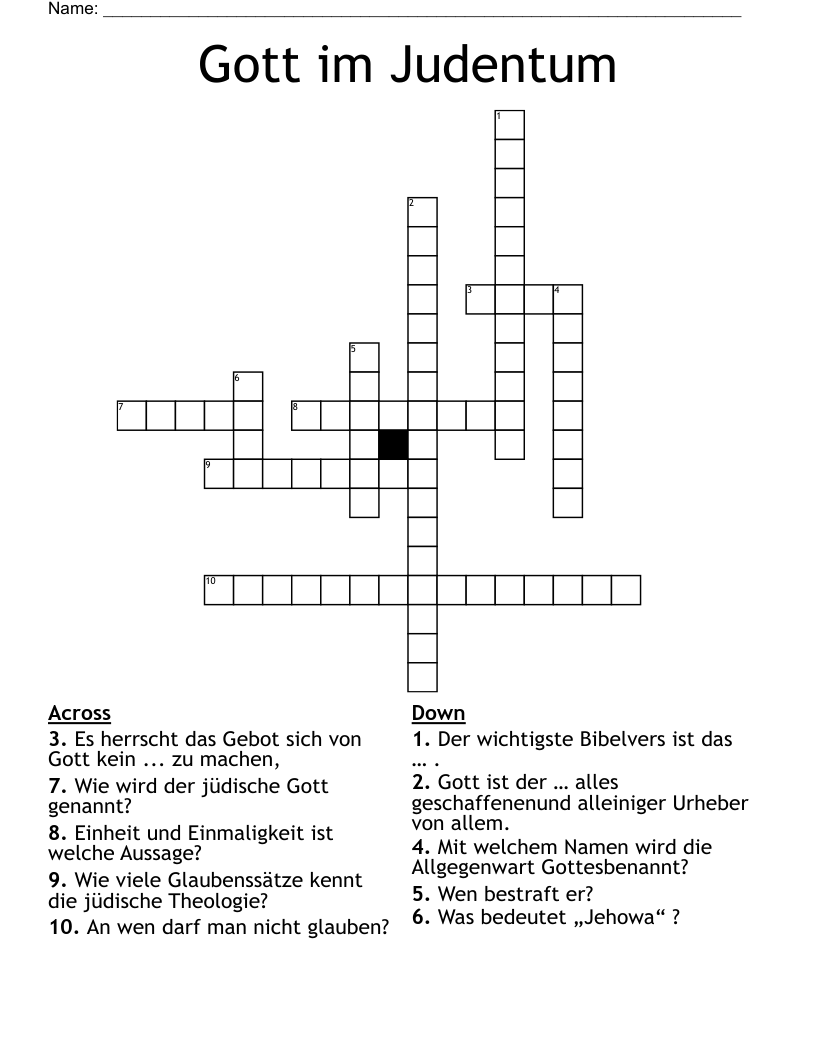 Gott im Judentum Crossword