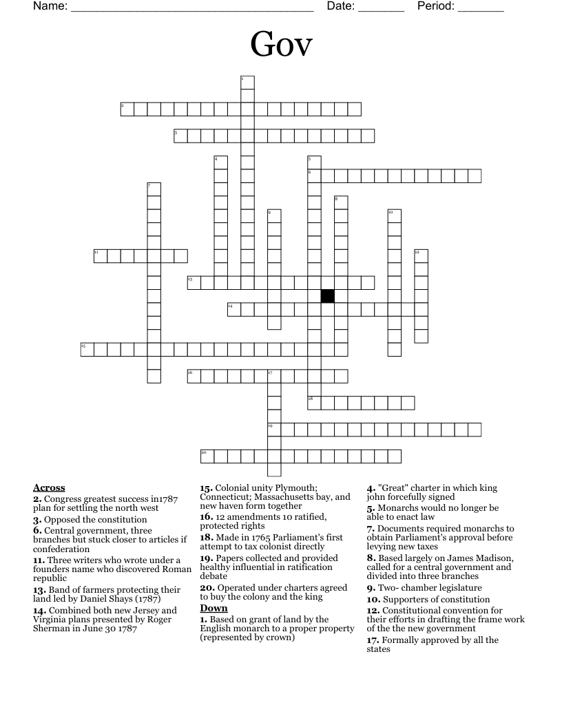Gov Crossword
