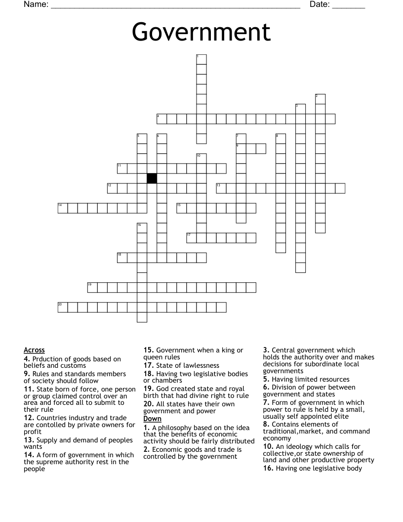 Government Crossword