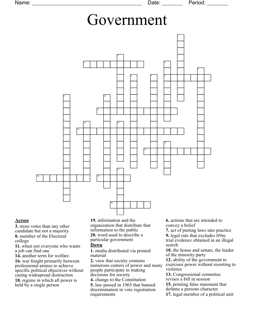 Government Crossword