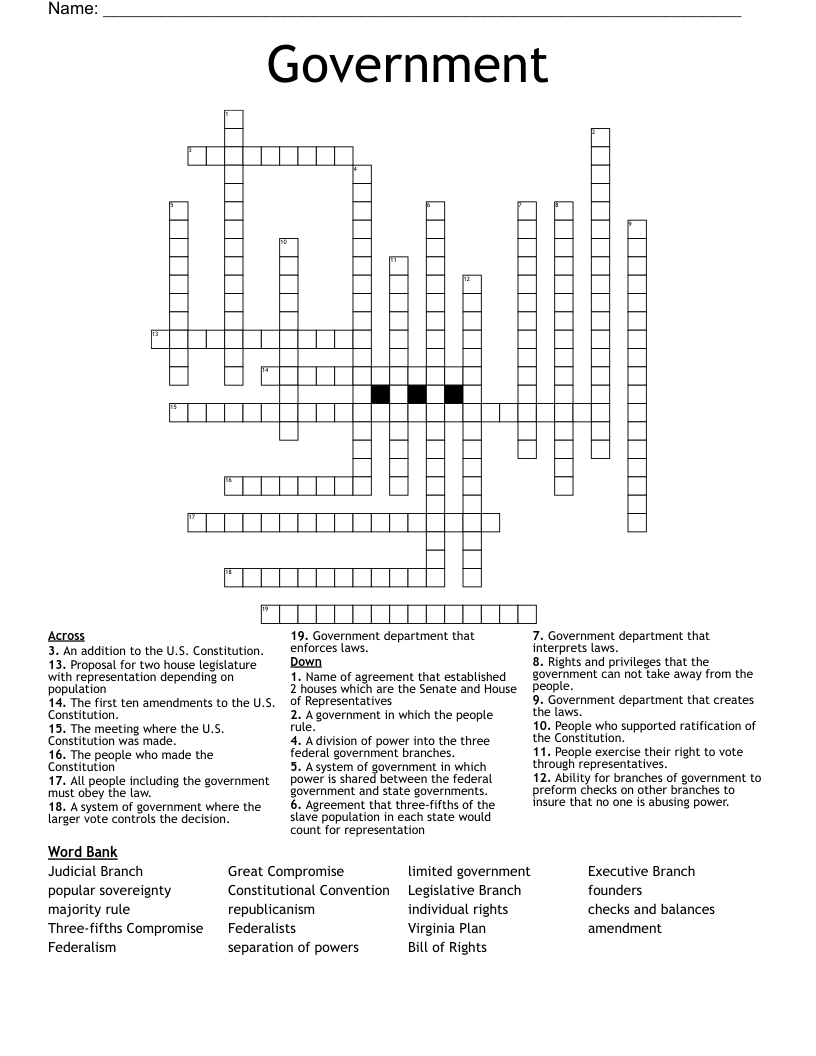 Government Crossword