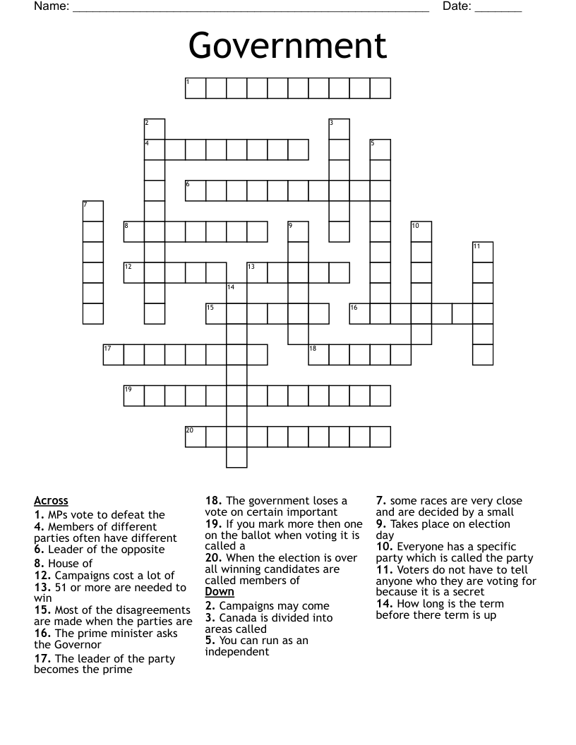 Government Crossword