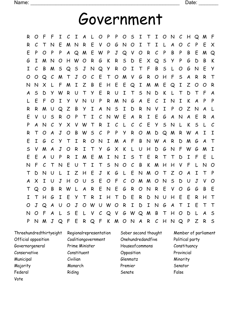Government Word Search