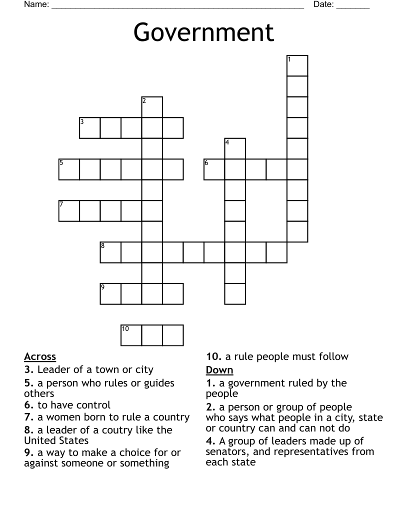 Government Crossword
