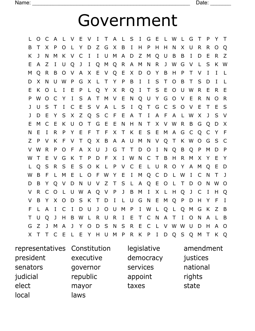Government Word Search