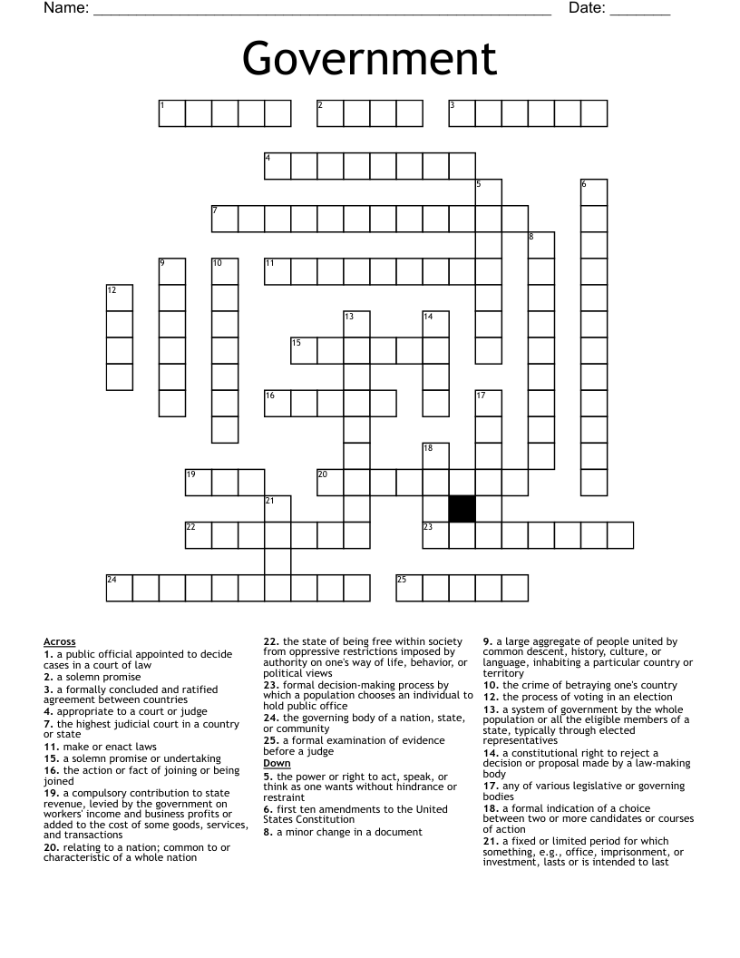 Government Crossword