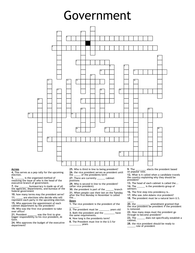 Government Crossword