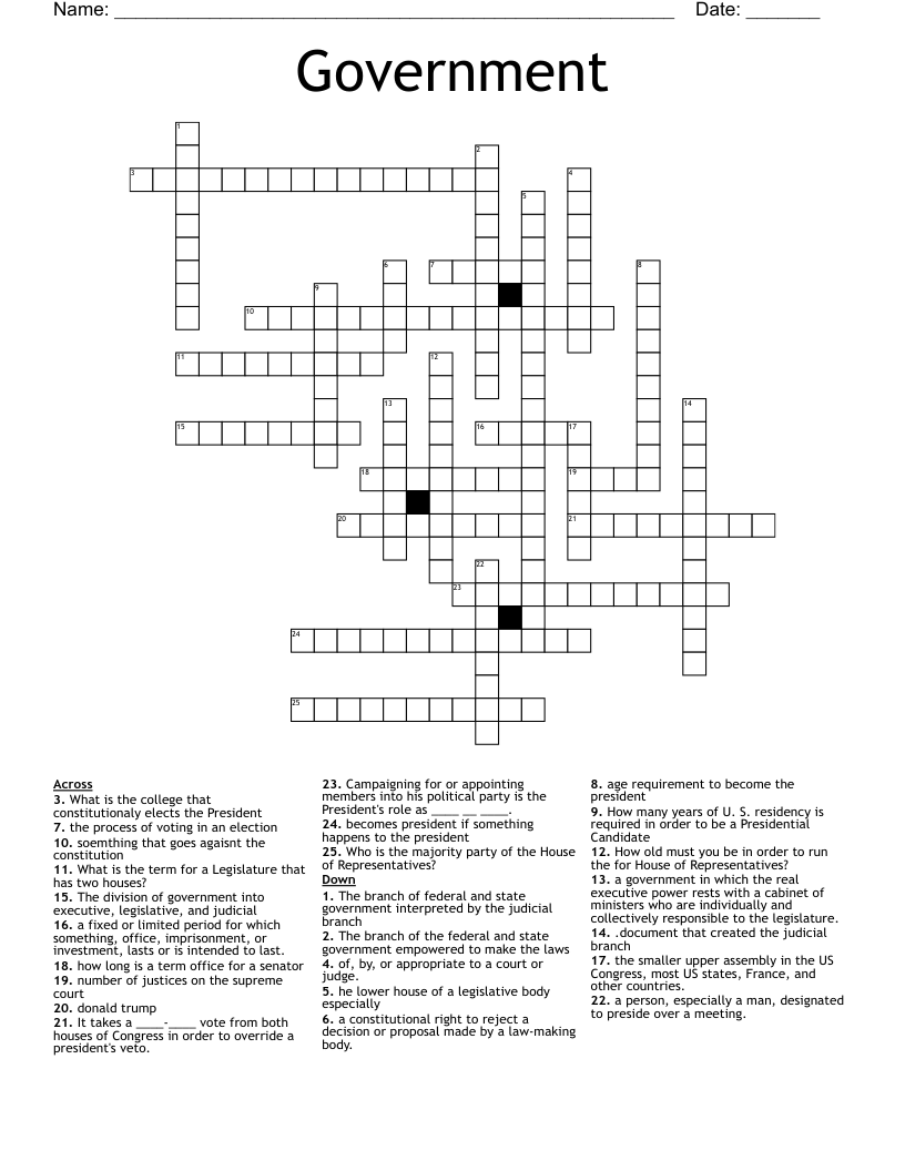 Government Crossword