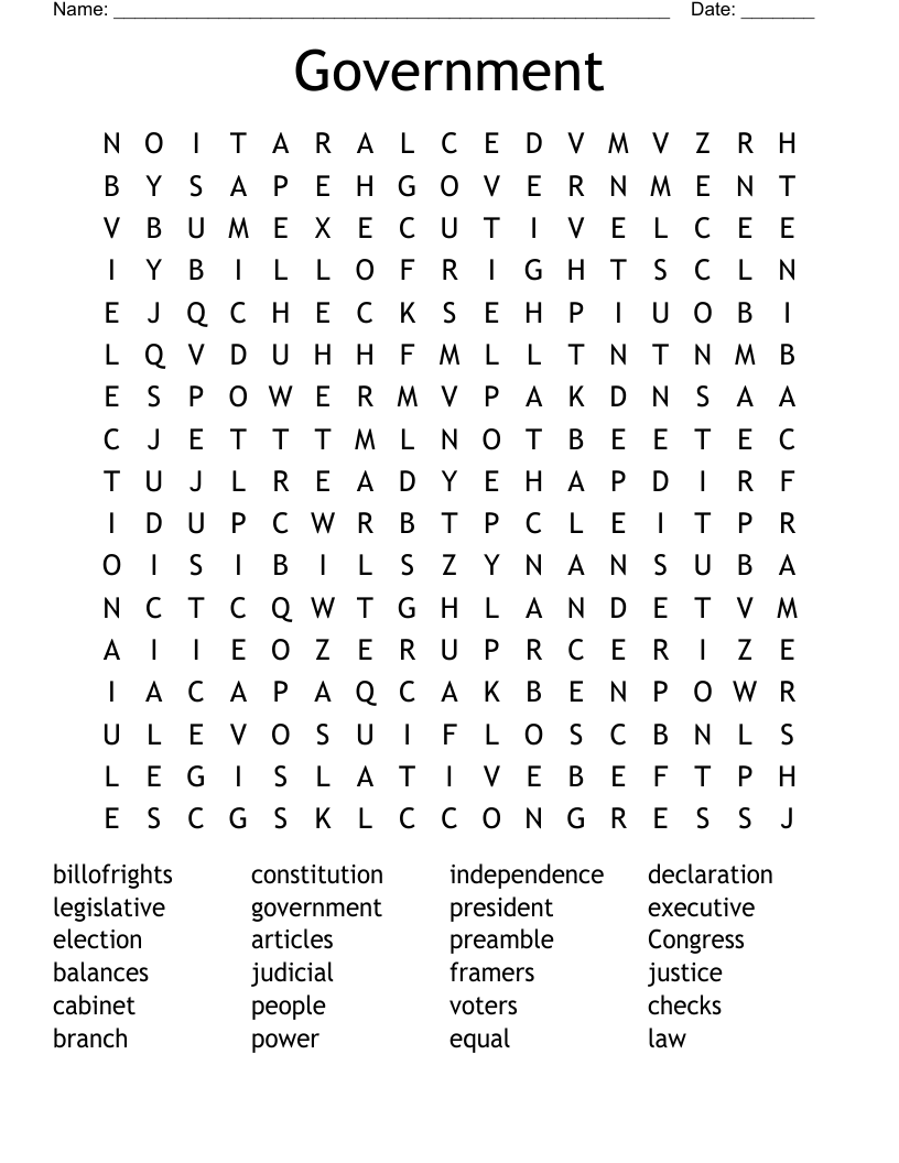 Government Word Search