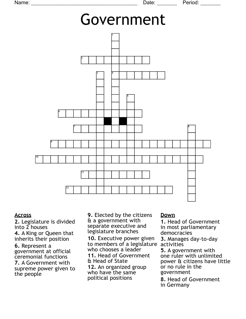 Government Crossword